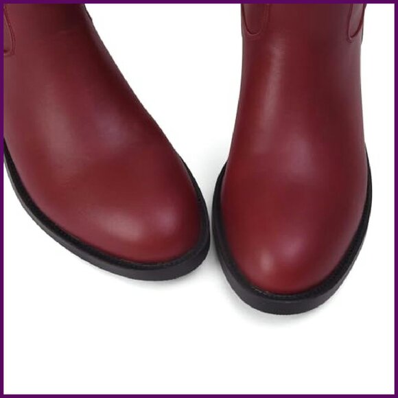 Women's Knee High Riding Boots Silver Buckle Faux Leather Motorcycle Style - Picture 6 of 8